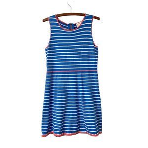 Sail to Sable Blue White Coral Striped Sleeveless Knit Back Zip Dress Size Small